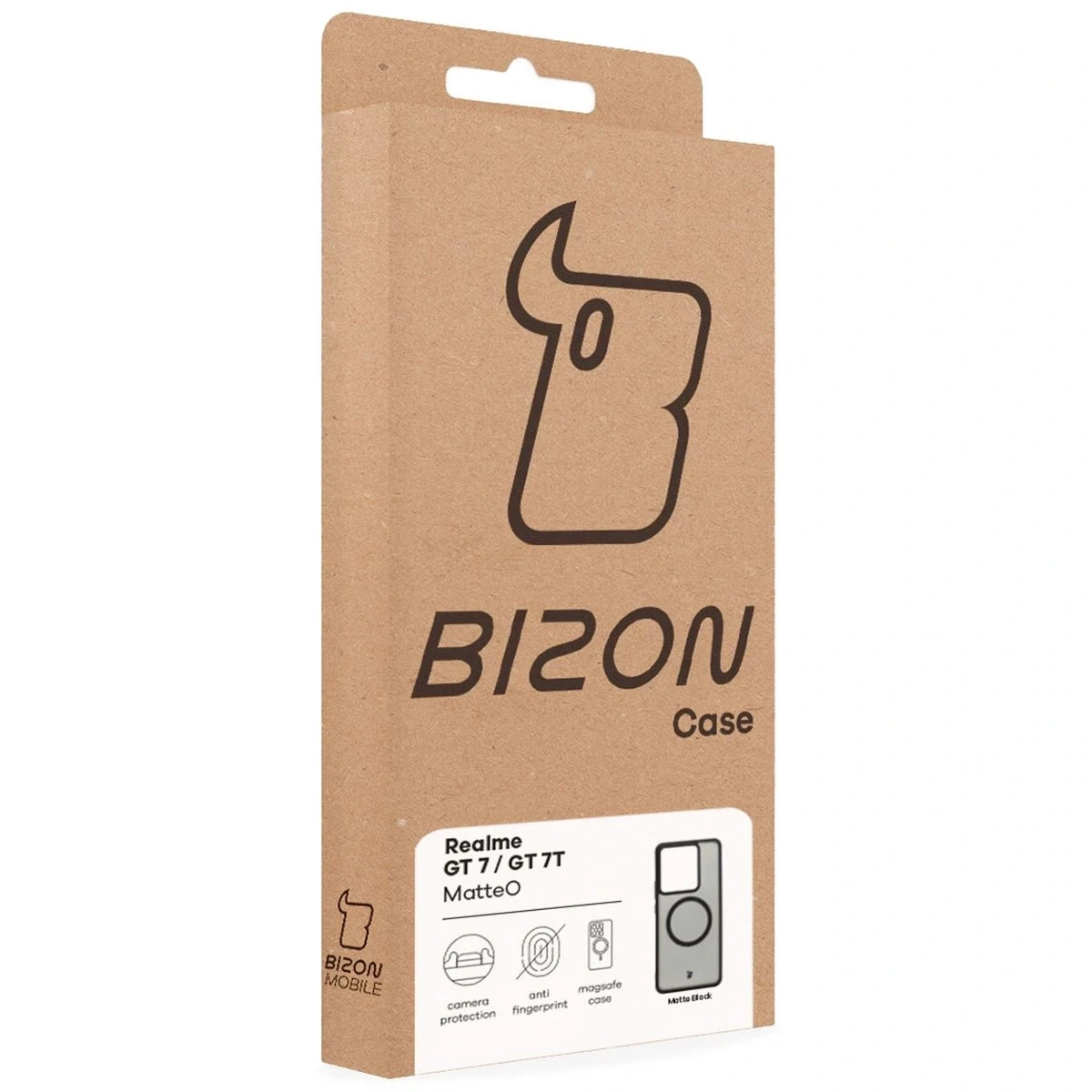 Etui z pierścieniem magnetycznym Bizon Case MatteO do Realme GT 7 / 7T przydymione-czarne