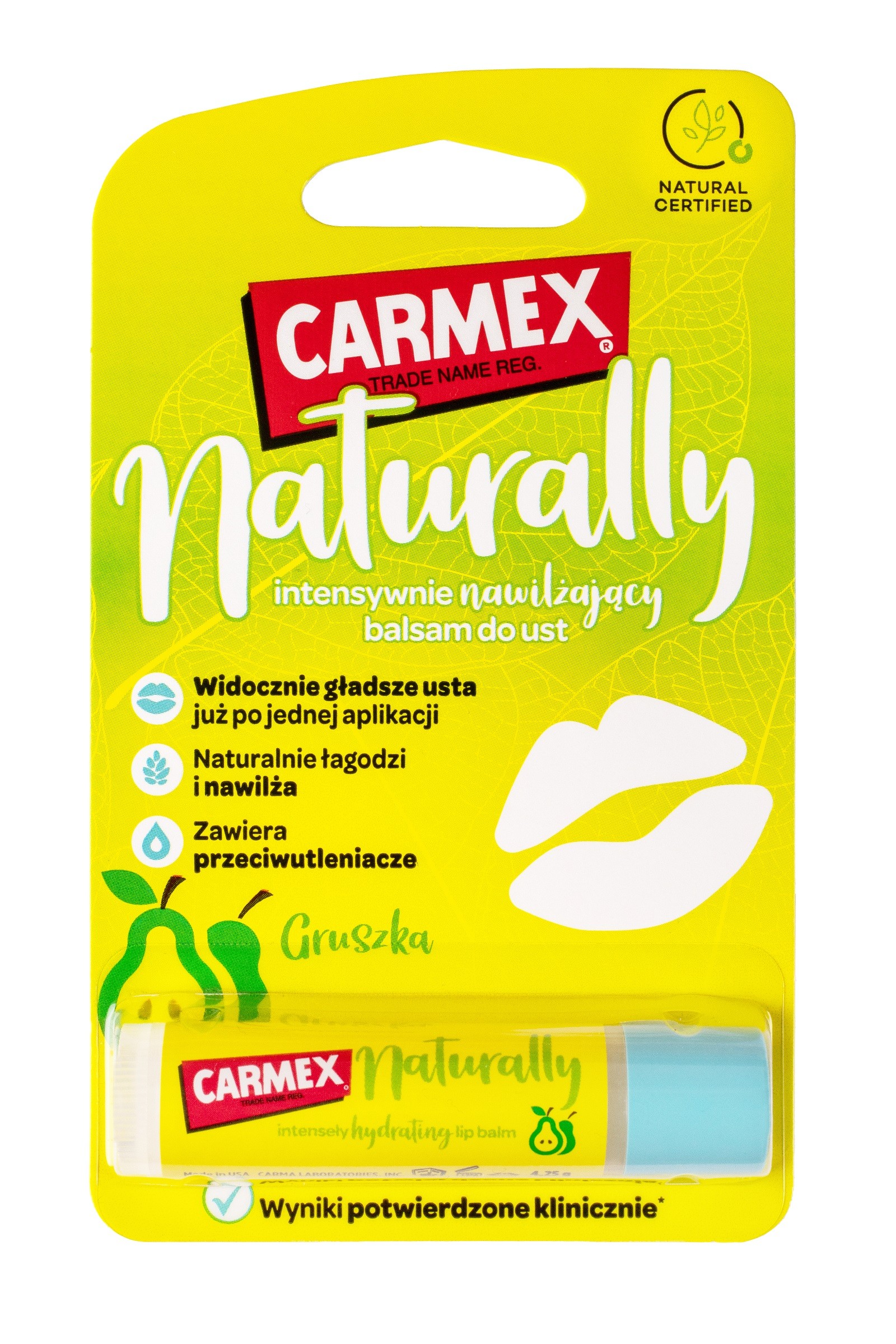 CARMEX Naturally Intensywnie Nawilżający Balsam do ust - Gruszka 4.25g
