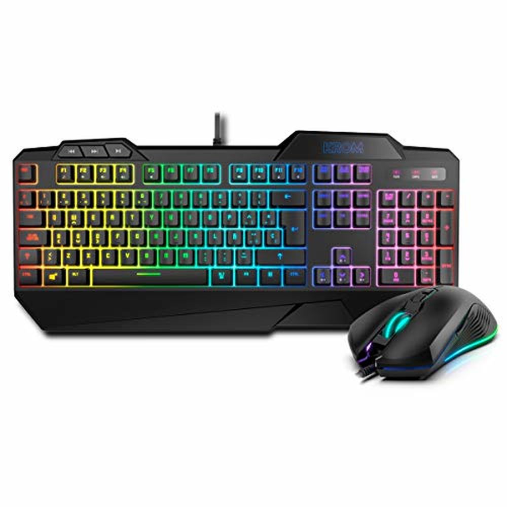 Keyboard with Gaming Mouse Krom NXKROMKRSHRSP Black Keyboard with Gaming Mouse Krom NXKROMKRSHRSP Black