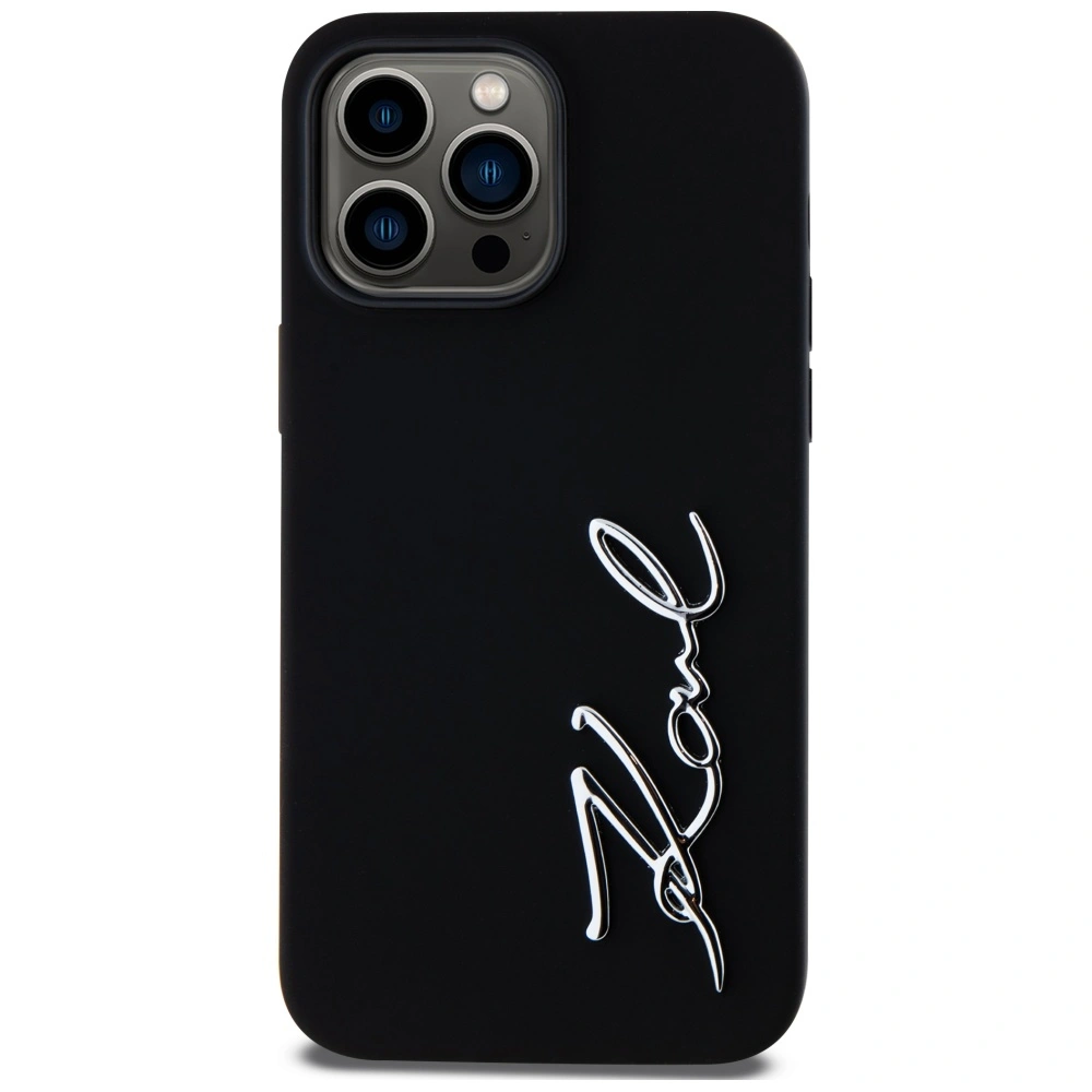 Karl Lagerfeld Silicone Metal Script Logo Apple iPhone 14 Pro Max black