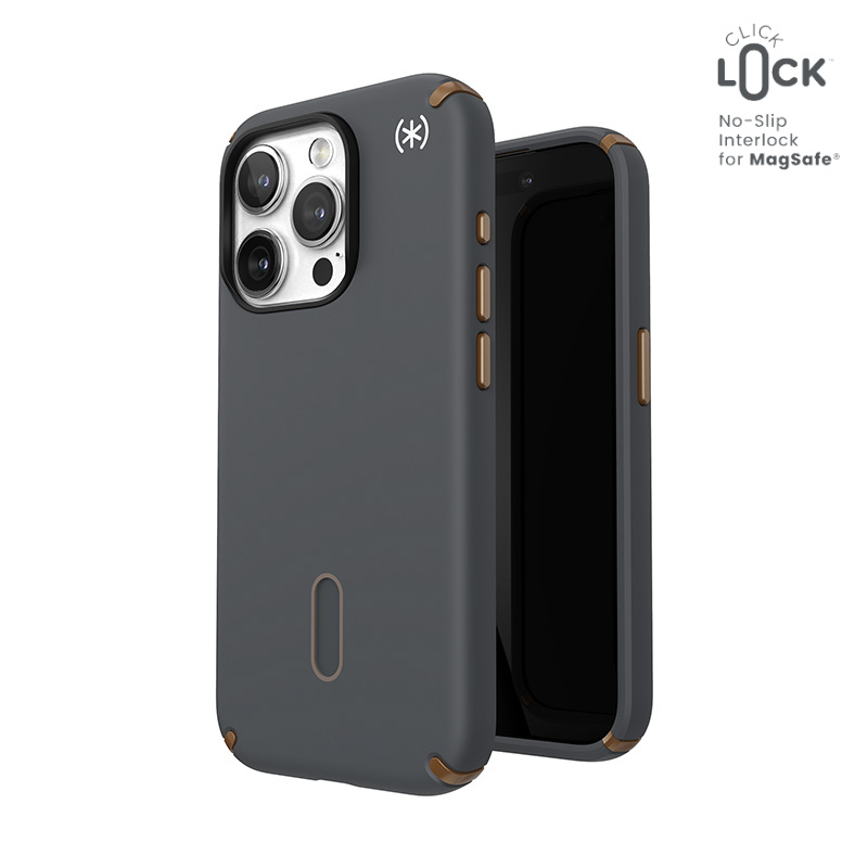 Speck Presidio2 Pro ClickLock & MagSafe Apple iPhone 15 Pro (Charcoal Grey/Cool Bronze)