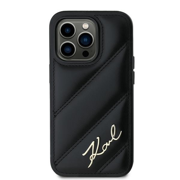 Karl Lagerfeld KLHCP13LPQDSMGK Apple iPhone 13 Pro / 13 hardcase Diagonal Quilted Script black