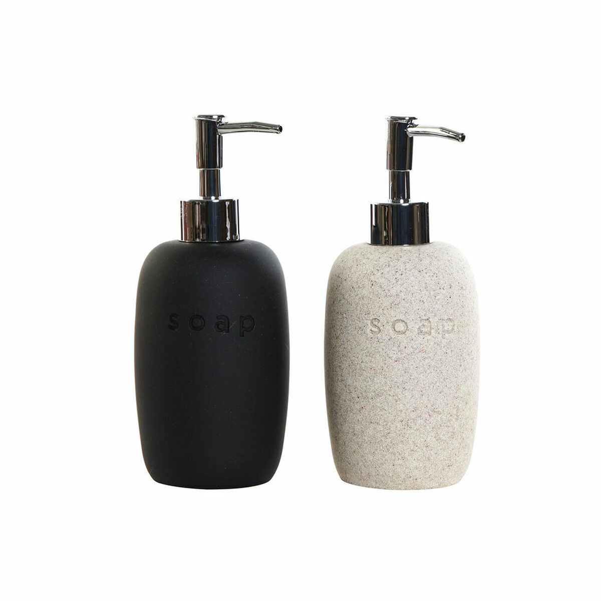 Soap Dispenser DKD Home Decor 8 x 8 x 18 cm PVC Stoneware Scandinavian (2 Units)