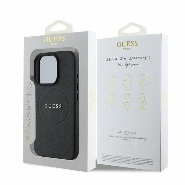 Case Guess GUHMP16XPGHSMMK Apple iPhone 16 Pro Max hardcase Grained Ring MagSafe black