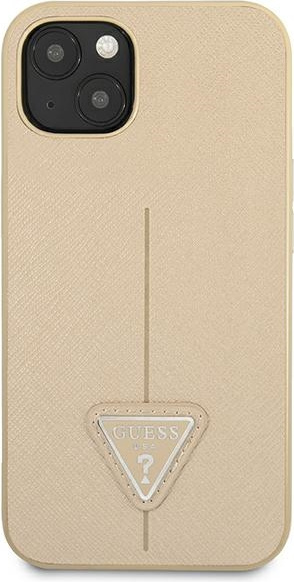 Guess GUHCP13SPSATLE Apple iPhone 13 mini beige hardcase Saffiano Triangle Logo
