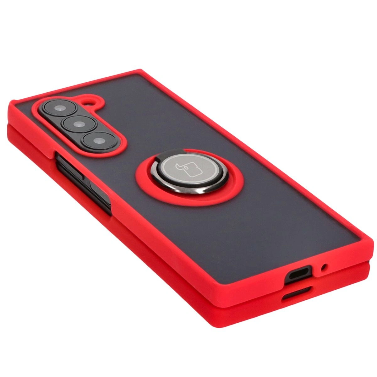 Bizon Case Hybrid Ring Samsung Galaxy Z Fold6 smoky with a red frame