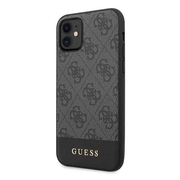 Guess GUHCN61G4GLGR iPhone 11 grey hard case 4G Stripe Collection
