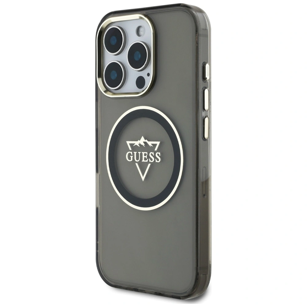 Guess IML Metal Mountain Logo MagSafe Apple iPhone 16 Pro Max black