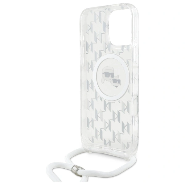 Karl Lagerfeld KLHMP16LHCKCKLCT Apple iPhone 16 Pro hardcase IML Crossbody Monogram Karl & Choupette Head MagSafe transparent