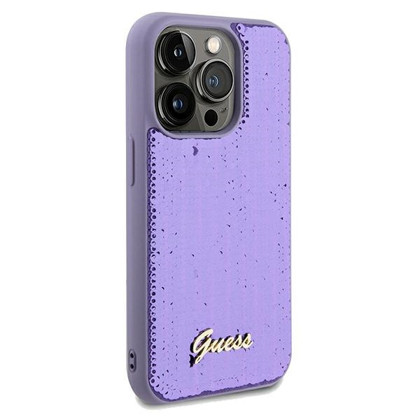Guess GUHCP14LPSFDGSU Apple iPhone 14 Pro hardcase Sequin Script Metal purple