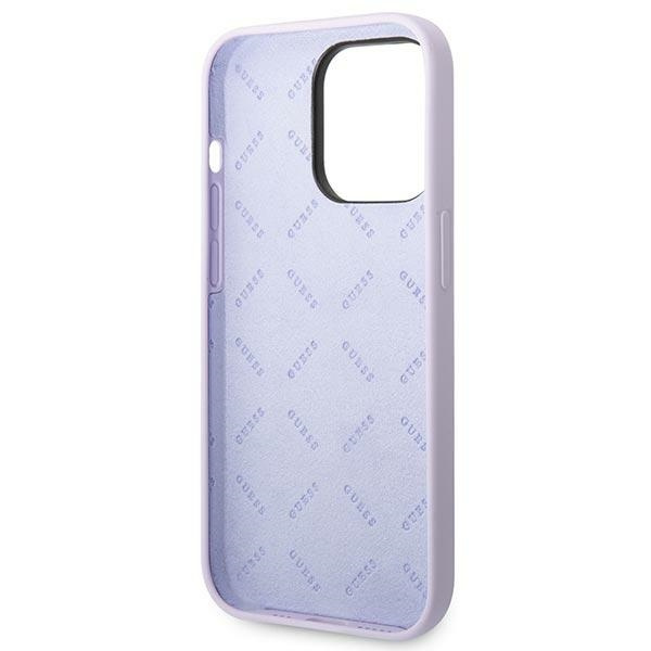 Guess GUHCP14XSLSMU Apple iPhone 14 Pro Max purple hard case Silicone Vintage Gold Logo