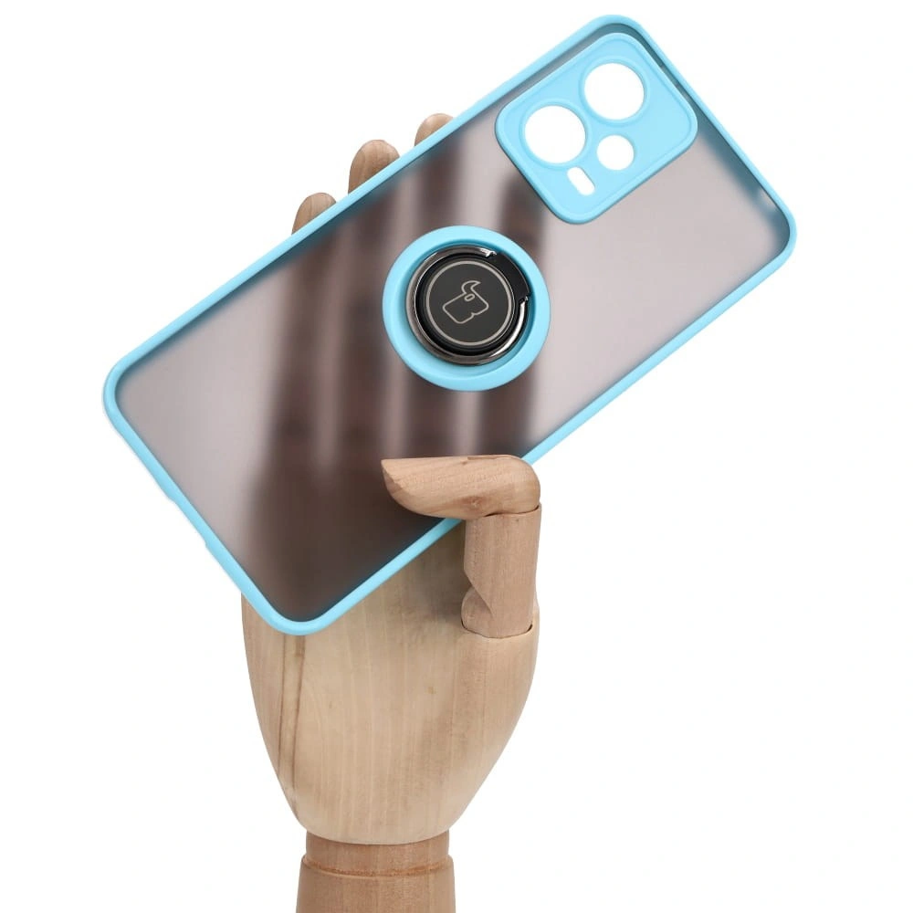 Bizon Case Hybrid Ring Xiaomi Poco X5 / Redmi Note 12 5G smoky with a light blue frame