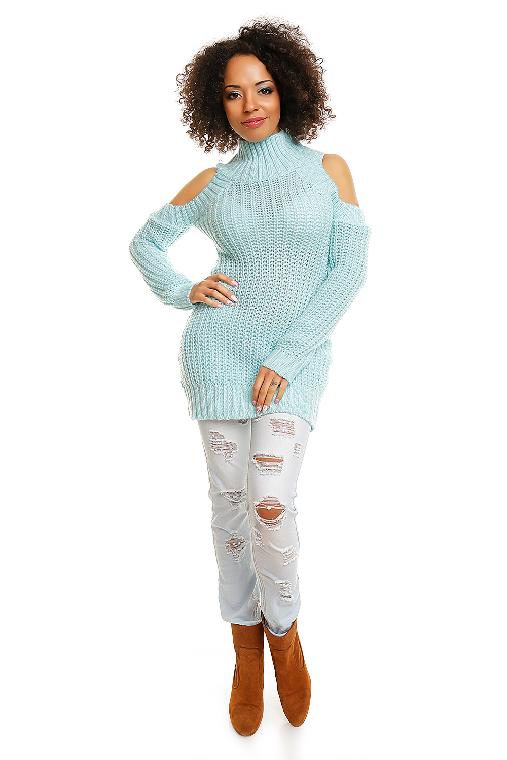  Hard-knitted jumper model 84344 PeeKaBoo  blue