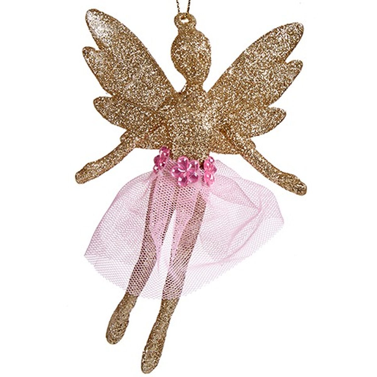 Christmas bauble Fairy champagne Plastic Glitter 8 x 12 x 5 cm (24 Units)