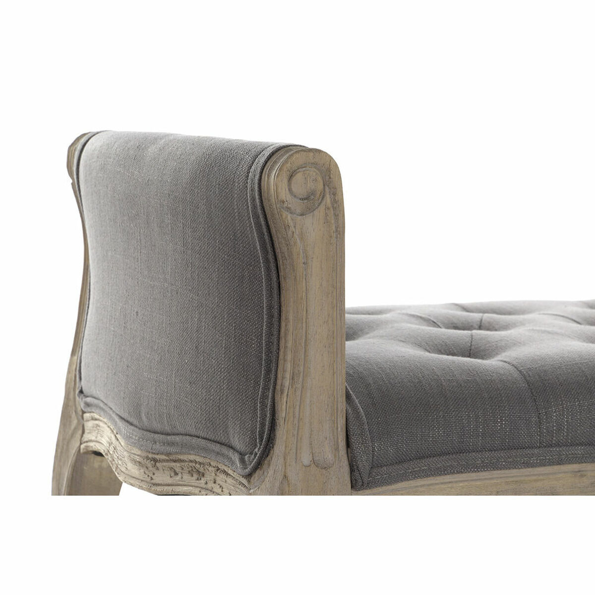 Bench DKD Home Decor   Canvas Natural Rubber wood Dark grey (109 x 44,5 x 60 cm)