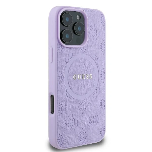 Case Guess GUHMP16XPSAPSMEU Apple iPhone 16 Pro Max hardcase Saffiano Peony Classic Logo MagSafe purple
