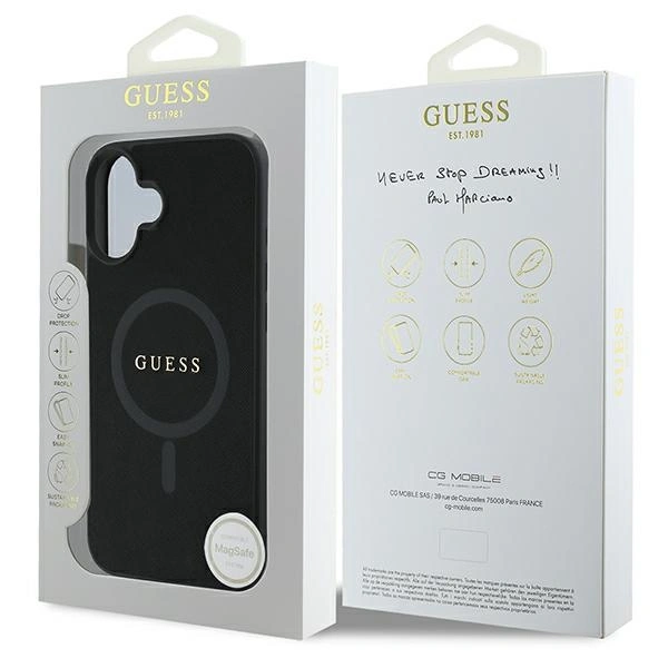 Guess GUHMP16MPSAHMCK Apple iPhone 16 Plus hardcase Saffiano Classic Logo MagSafe black
