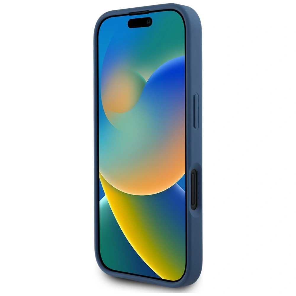 Etui Guess Grained Roses Big 4G logo do Apple iPhone 16 niebieski