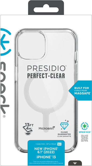 Speck Presidio Perfect-Clear MagSafe MICROBAN Apple iPhone 14 (Clear)