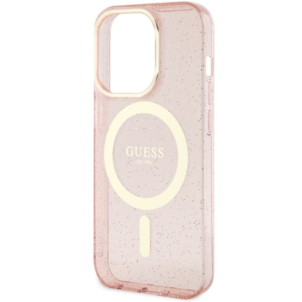 Guess GUHMP14XHCMCGP Apple iPhone 14 Pro Max pink hardcase Glitter Gold MagSafe