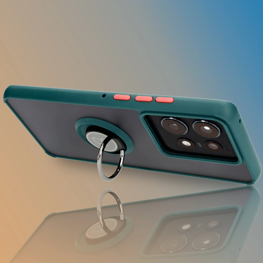 Bizon Case Hybrid Ring Motorola Edge 50 Pro smoky with a dark green frame