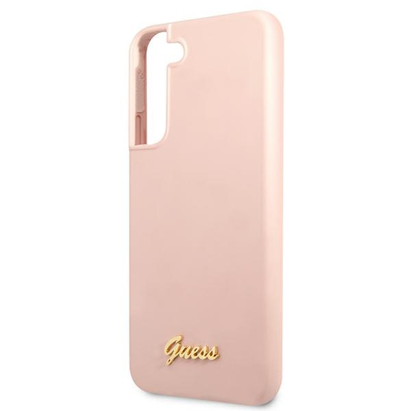 Guess GUHCS22MLSLMGPP Samsung Galaxy S22+ Plus pink hardcase Silicone Script Metal Logo