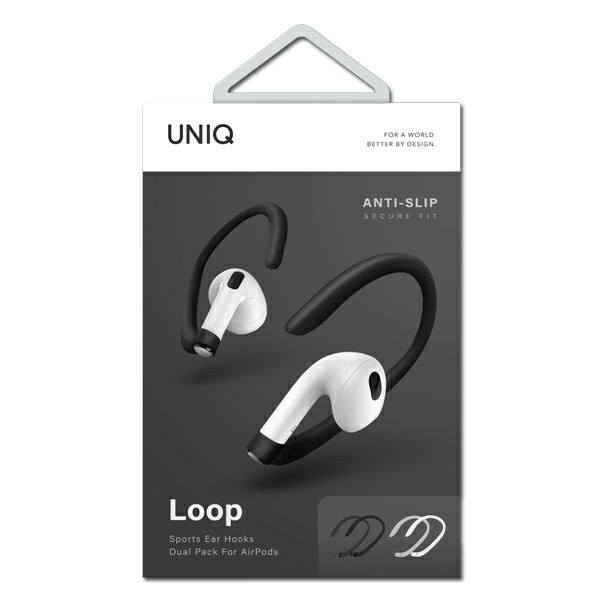 UNIQ Loop Sports Ear Hooks to Apple AirPods white-black [2 PACK]