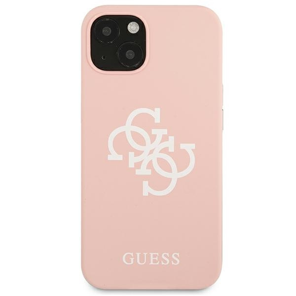 Guess GUHCP13SLS4GWPI Apple iPhone 13 mini pink hard case Silicone 4G Logo