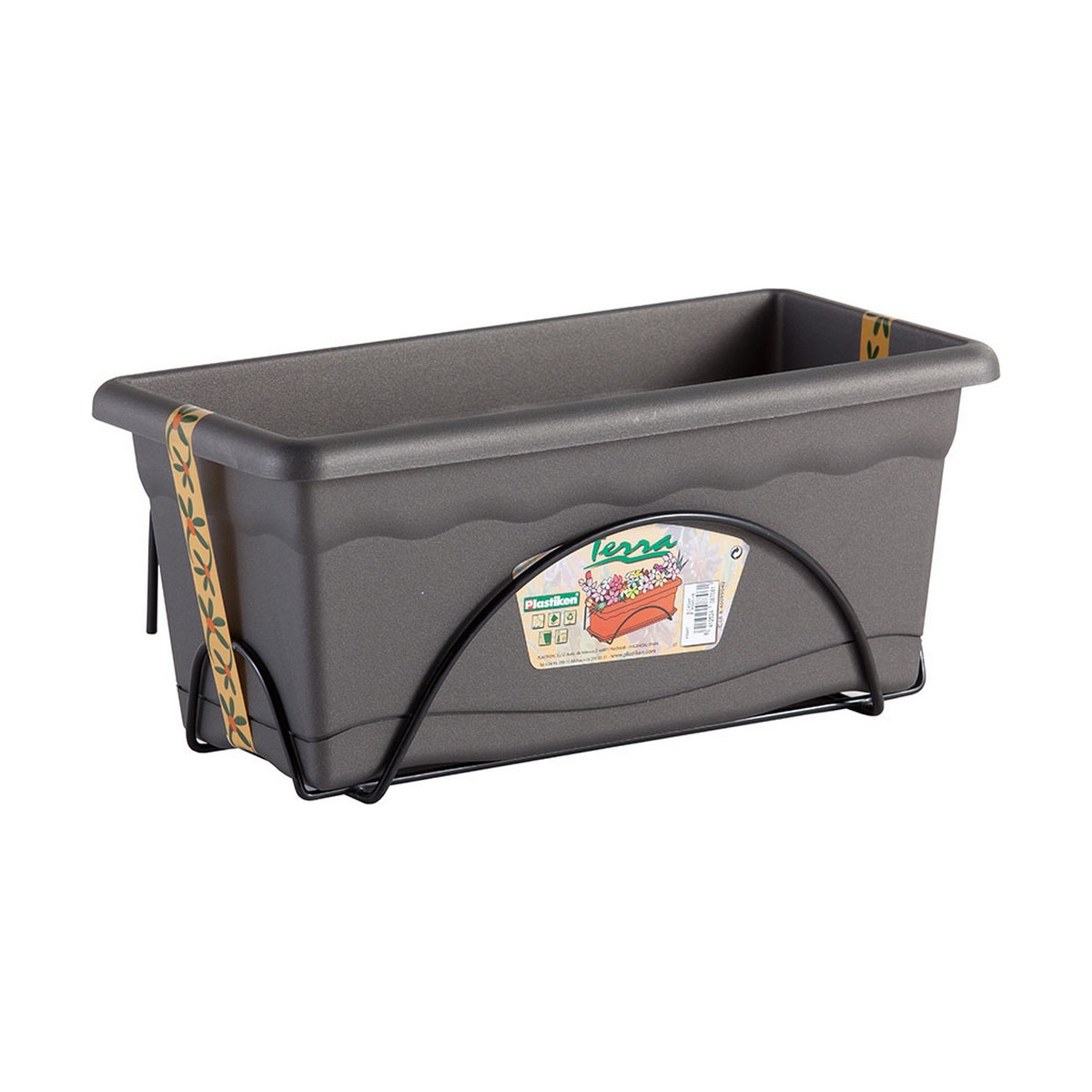Planter with Dish Plastiken Anthracite polypropylene (40 x 24 cm)