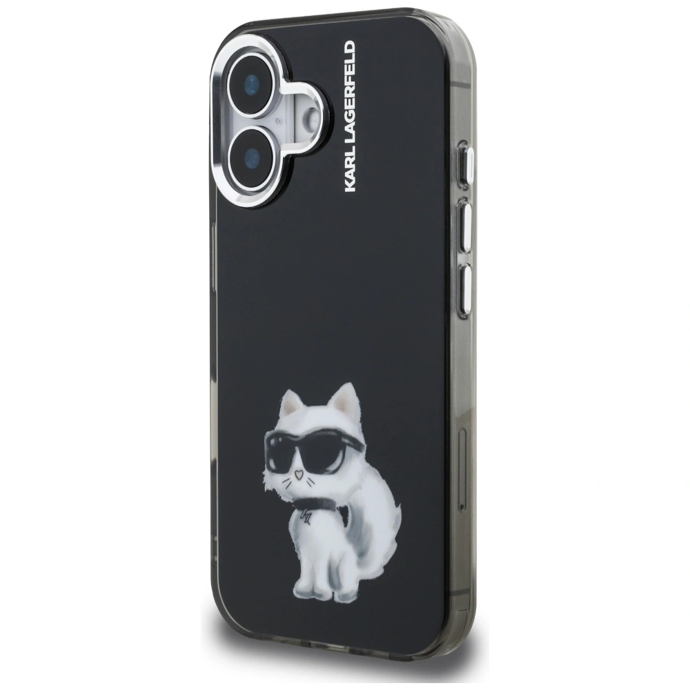 Etui Karl Lagerfeld IML Aquarelle Choupette & Logo do Apple iPhone 16 czarny