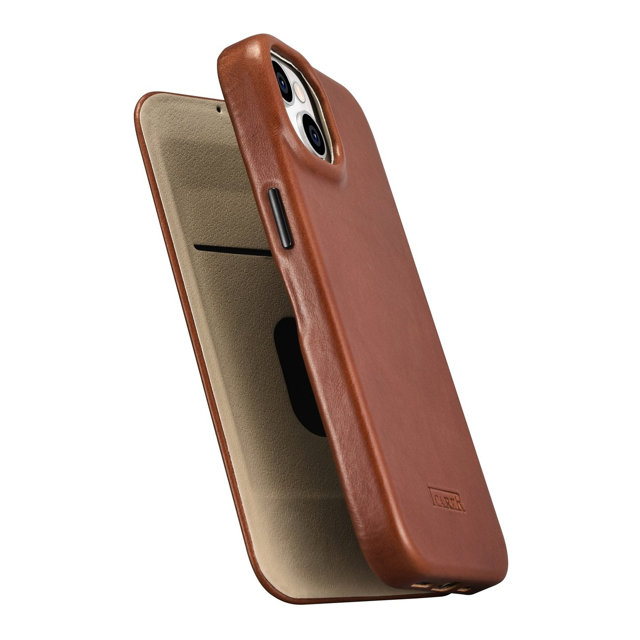 iCarer CE Oil Wax Premium Leather Folio MagSafe Apple iPhone 14 brown