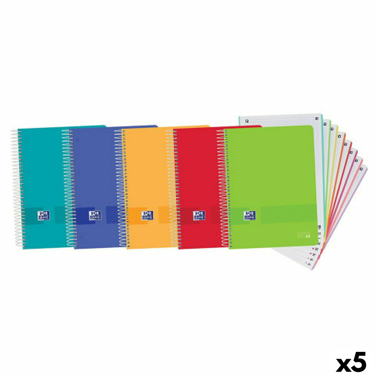 Set of exercise books Oxford Multicolour A4+ 160 Sheets (5 Units)