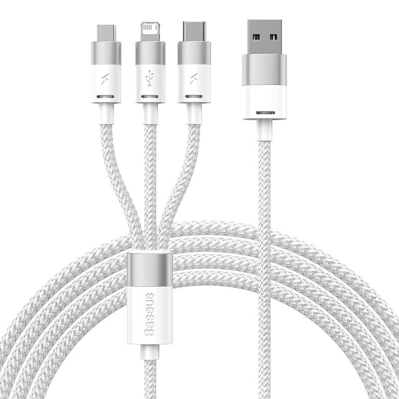 Baseus StarSpeed 3in1 USB-A/USB-C - micro USB - Lightning Cable 3,5A, 1.2m (white)