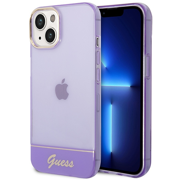 Guess GUHCP14SHGCOU Apple iPhone 14 purple hardcase Translucent
