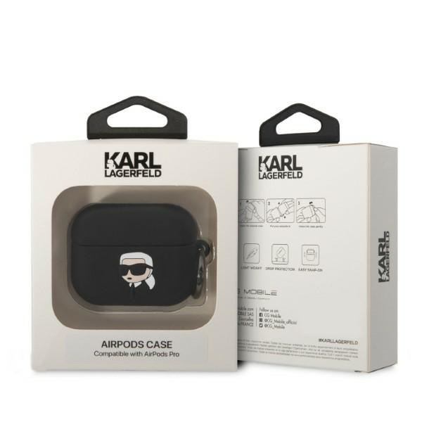 Karl Lagerfeld KLAPRUNIKK Apple AirPods Pro cover black Silicone Karl Head 3D