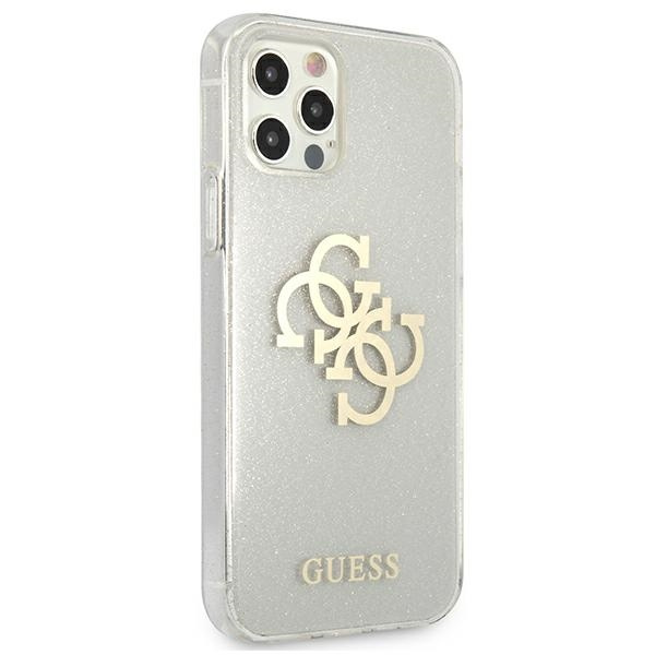 Guess GUHCP12LPCUGL4GTR Apple iPhone 12 Pro Max transparent hard case Glitter 4G Big Logo