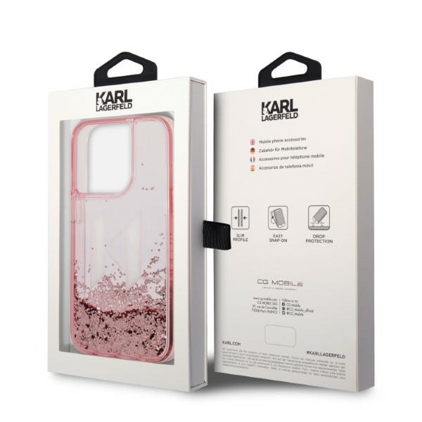 Karl Lagerfeld KLHCP14LLBKLCP Apple iPhone 14 Pro pink hardcase Liquid Glitter Big KL