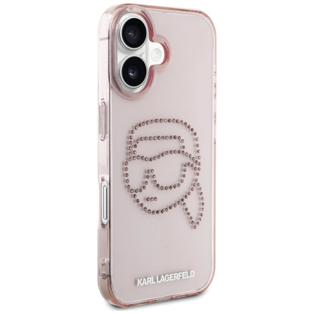 Karl Lagerfeld IML Rhinestones Karl Head Apple iPhone 16 pink