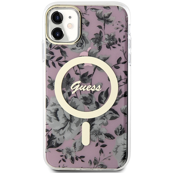 Guess GUHMN61HCFWSP Apple iPhone 11/XR pink hardcase Flower MagSafe