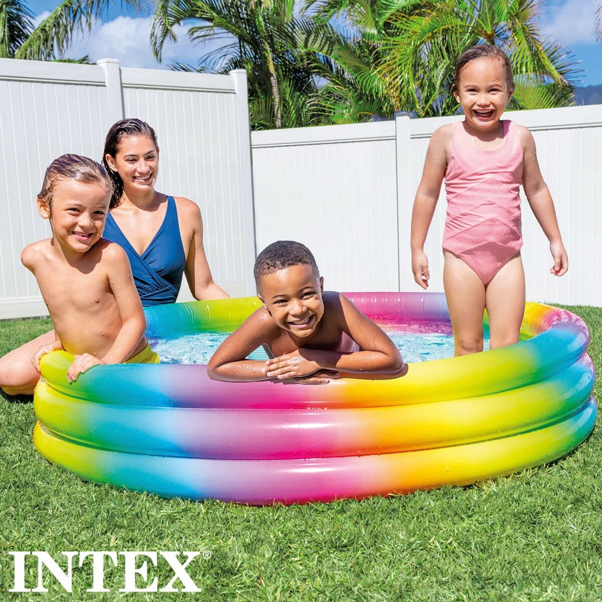 Inflatable Paddling Pool for Children Intex Multicolour Rings 147 x 33 x 147 cm 330 L (6 Units)