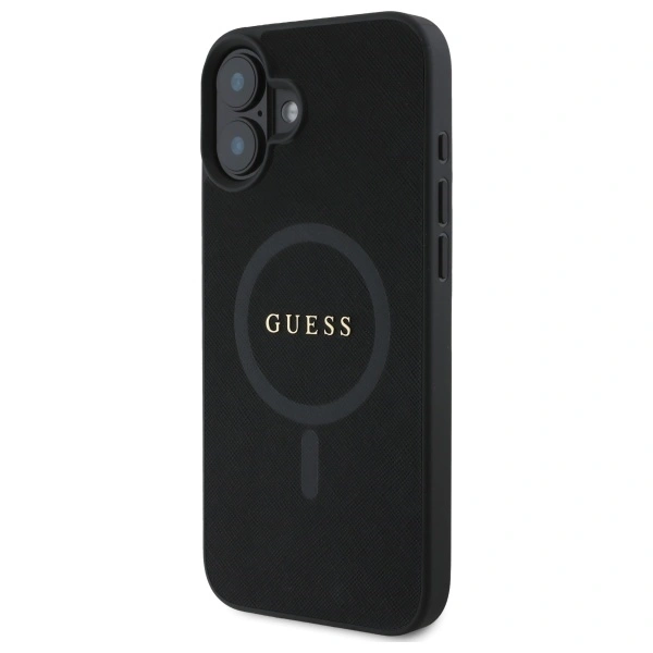 Guess GUHMP16SPSAHMCK Apple iPhone 16 hardcase Saffiano Classic Logo MagSafe black