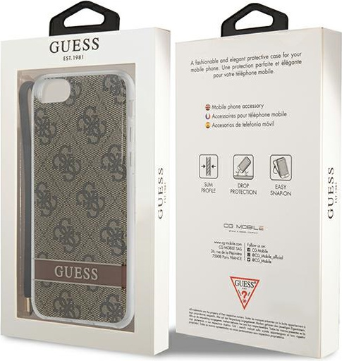 Guess GUOHCI8H4STW Apple iPhone SE 2022/SE 2020/8/7 brown hardcase 4G Print Strap