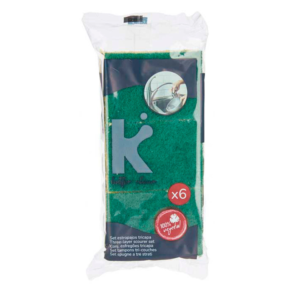 Set of scourers Abrasive fibre Green Yellow Cellulose (14 Units)