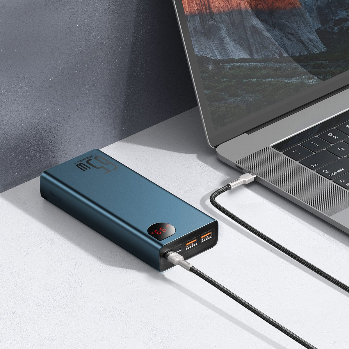 Baseus Adaman Metal Power Bank 20000mAh PD QC 3.0 65W 2xUSB + USB-C + micro USB (Blue)