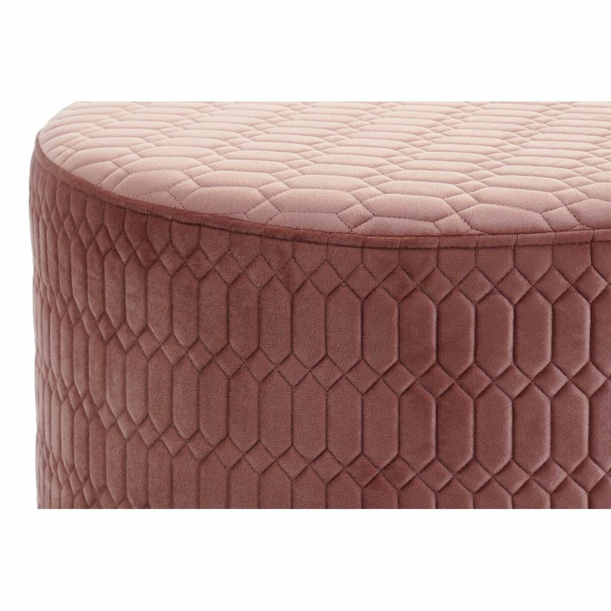 Footrest DKD Home Decor Pink Polyester Sponge MDF Wood (55 x 55 x 35 cm)