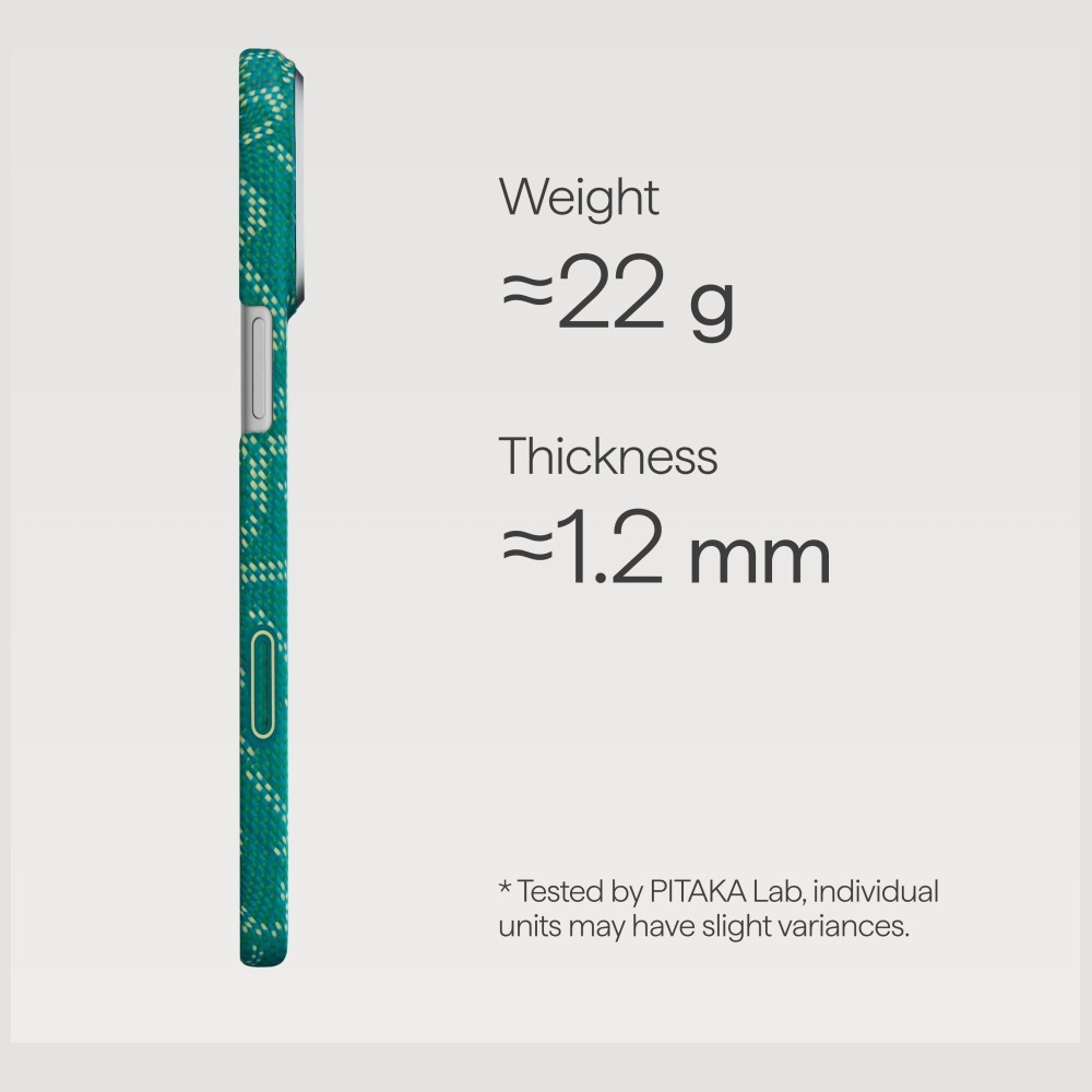 Etui PITAKA Ultra-Slim Monogram MagSafe do Apple iPhone 17 Pro złoto zielony