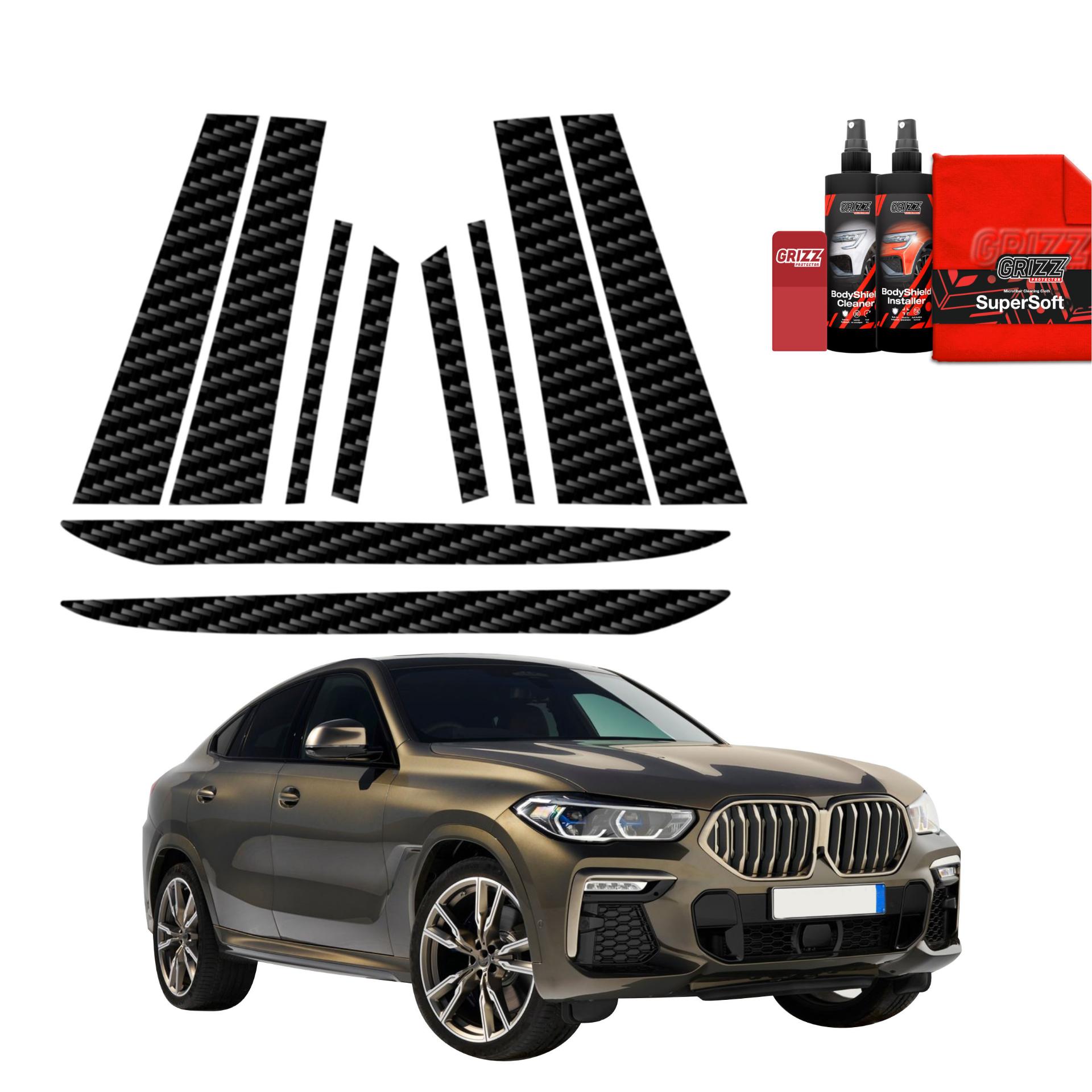 Folia karbonowa na słupki GrizzGlass BodyShield do BMW X6M (2019-2023) [10w1]