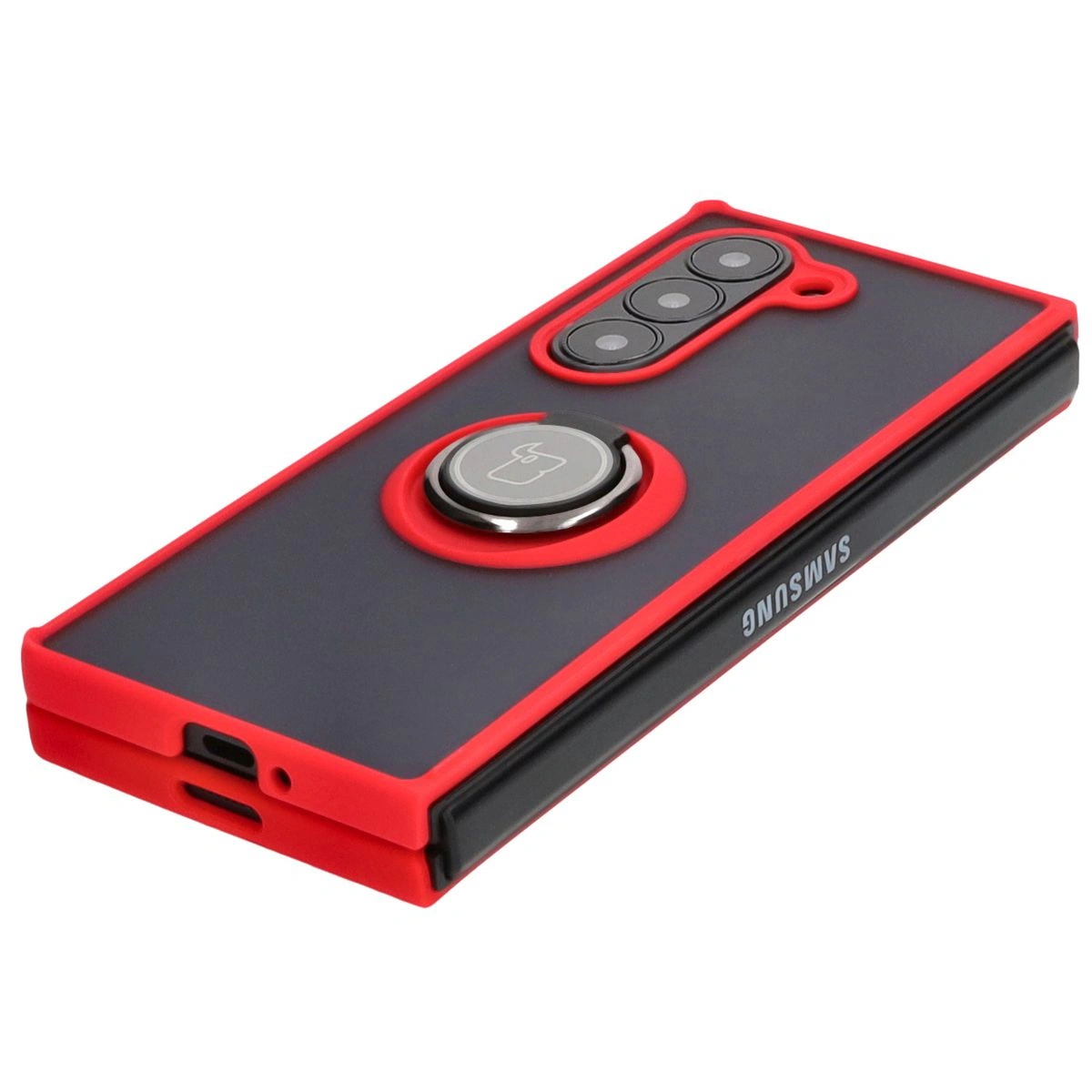 Bizon Case Hybrid Ring Samsung Galaxy Z Fold6 smoky with a red frame