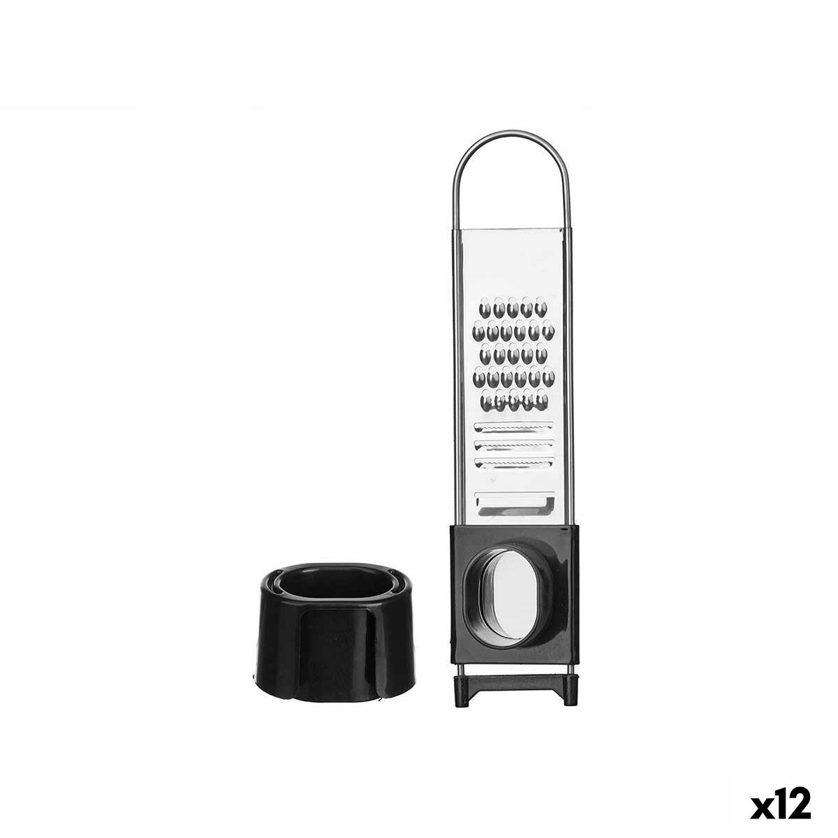 Multi-purpose grater Black Silver 4,7 x 23 x 4 cm (12 Units)