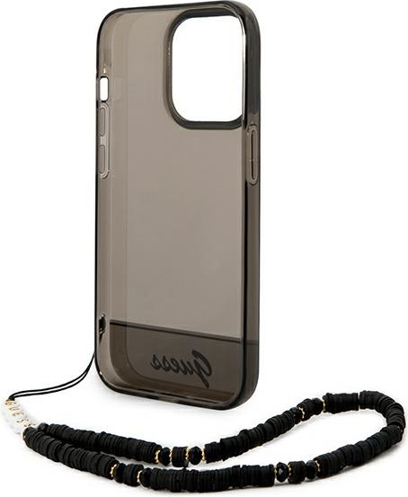 Guess GUHCP14LHGCOHK Apple iPhone 14 Pro black hardcase Translucent Pearl Strap